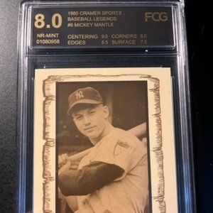 MICKEY MANTLE 1980 CRAMER SPORTS CARD #6--GRADED 8
